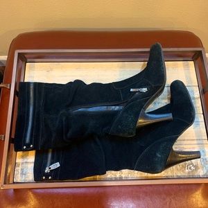 Guess suede heeled high boots.